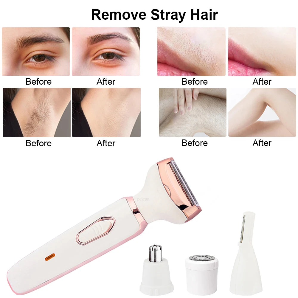 Electric Razor for Women Leg Body Hair Shaver Bikini Underarm Epilator Painless Facial Mustache Trimmer Portable Hair Remover