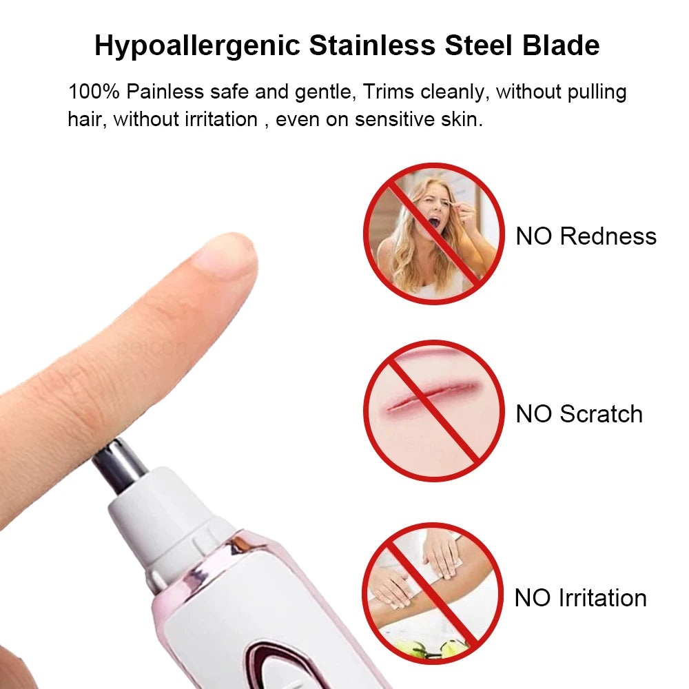 Electric Razor for Women Leg Body Hair Shaver Bikini Underarm Epilator Painless Facial Mustache Trimmer Portable Hair Remover